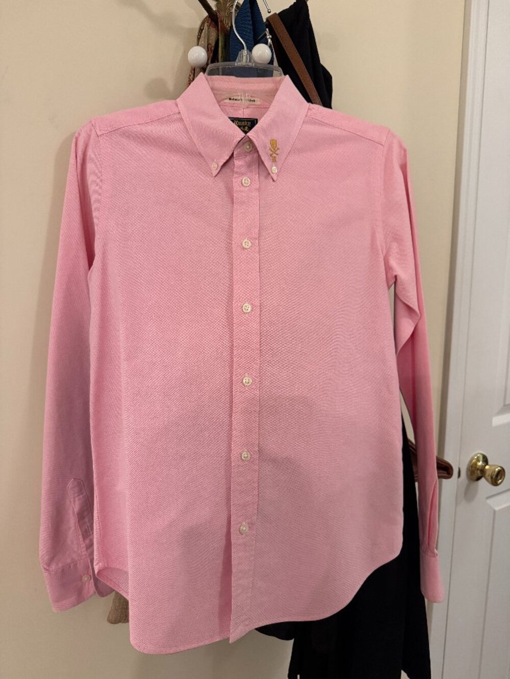 Rugby Ralph Lauren Pink Oxford Skull Crossbones Shirt Size 4